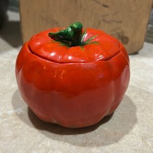 SOLD- Vintage 1970’s Ceramic Tomato Shaped Jar